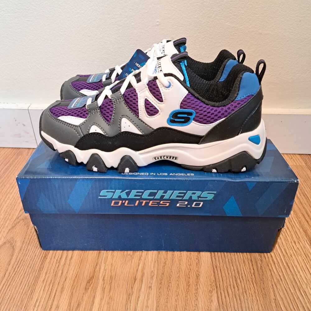 Skechers D'Lites 2.0 Tidal Waves Boys/Girls Size 5 Purple Blue Classic Original